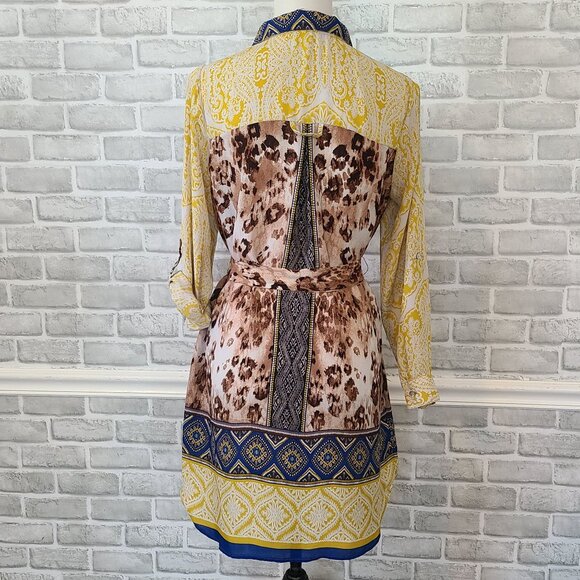 Anthropologie Fig and Flower Button Up Sheer Patchwork Blouse Dress Sm Boho - Picture 4 of 9